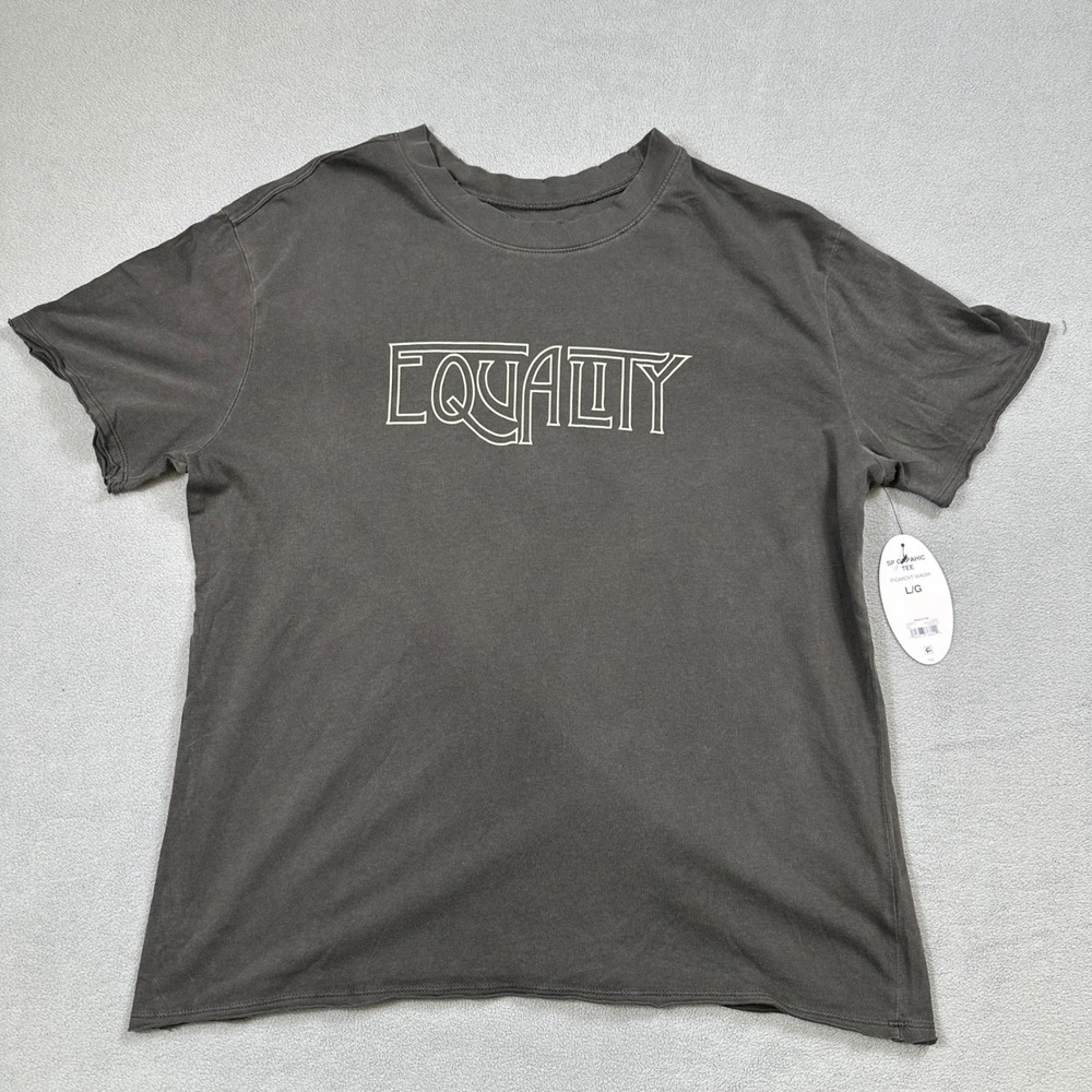 NWT Equality Shirt Mens L Black Grey Scoop Pigment Wash Civil Rights Fairness